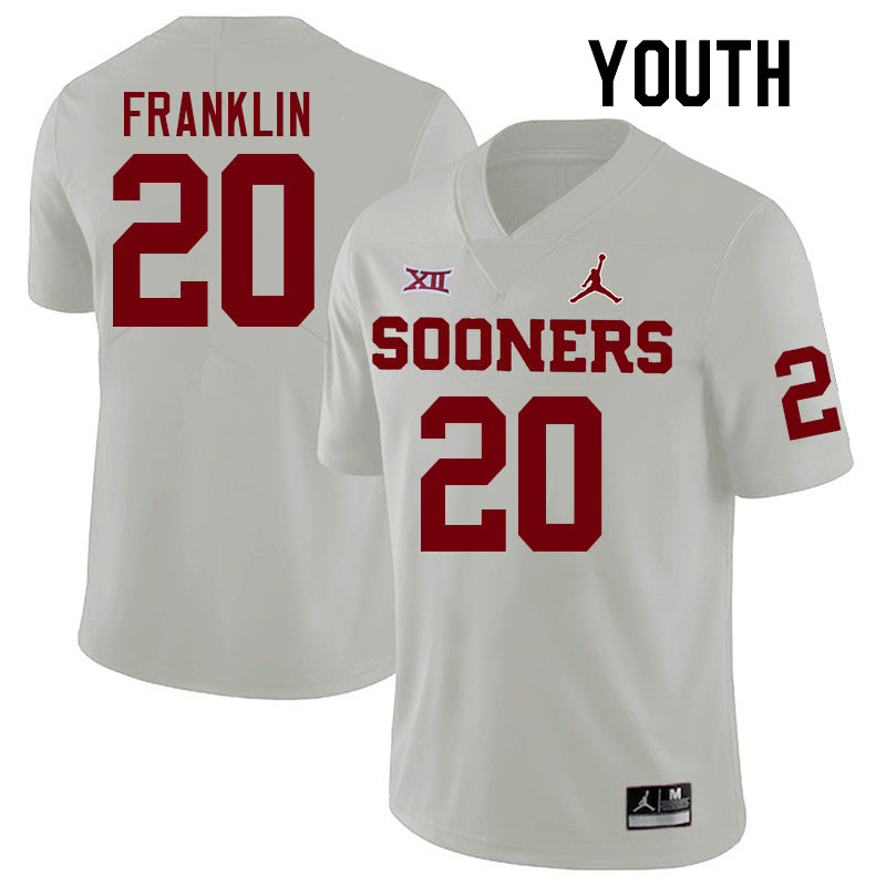 Youth #20 Sam Franklin Oklahoma Sooners College Football Jerseys Stitched-White